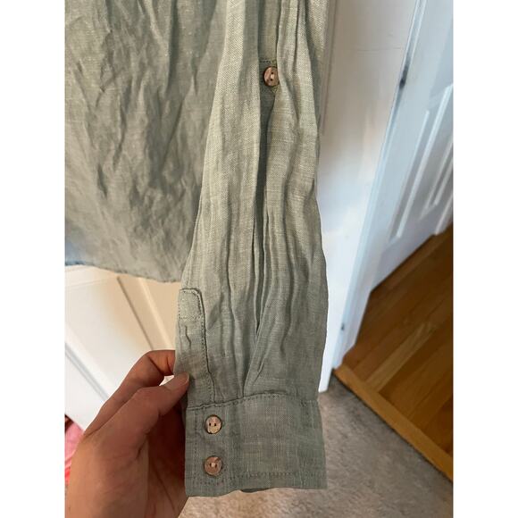 Sigred Olsen XL Women ButtonUp All Linen Sheer Mother of Pearl Button LongSleeve - Picture 7 of 11